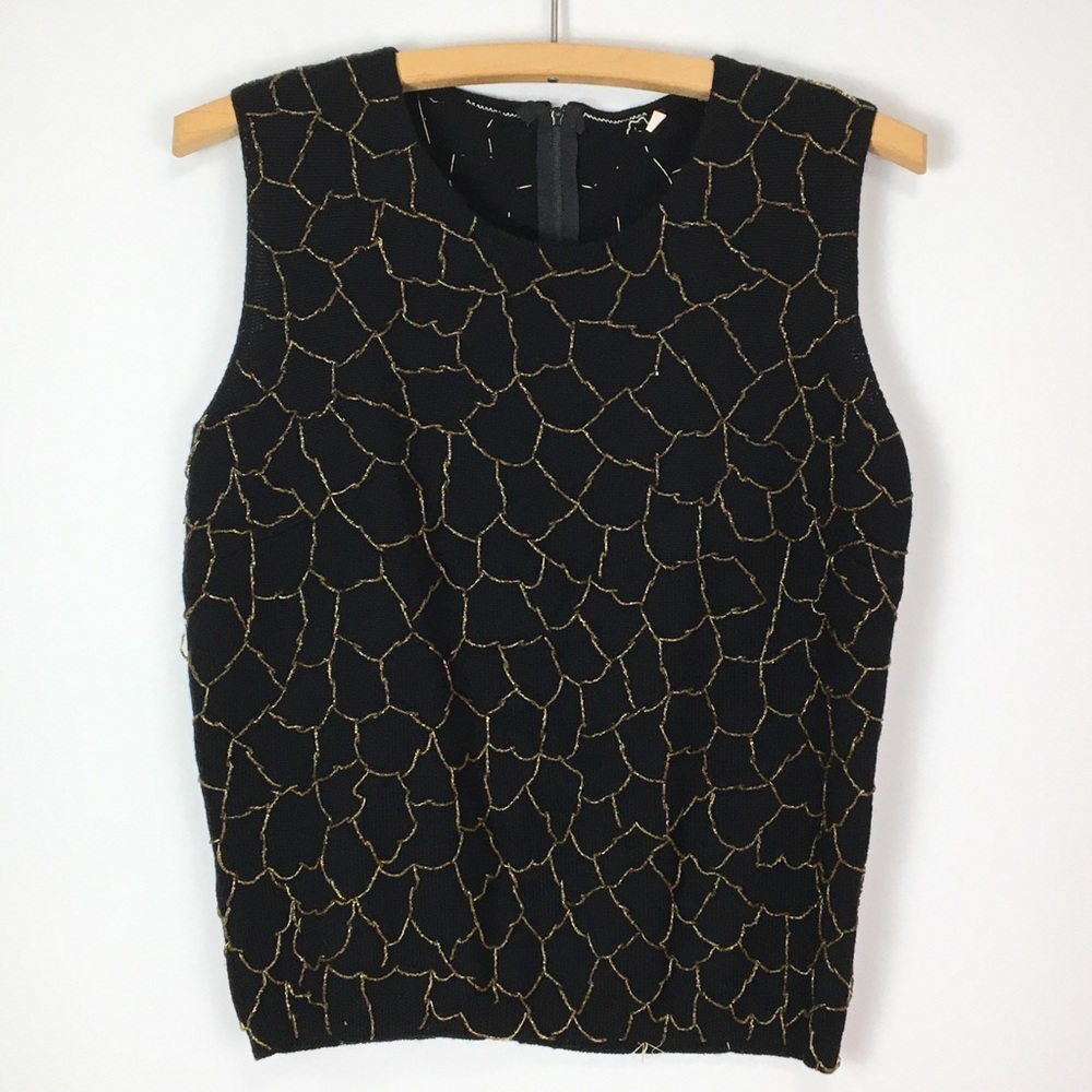 Vintage European Sleeveless Beaded Knit Top